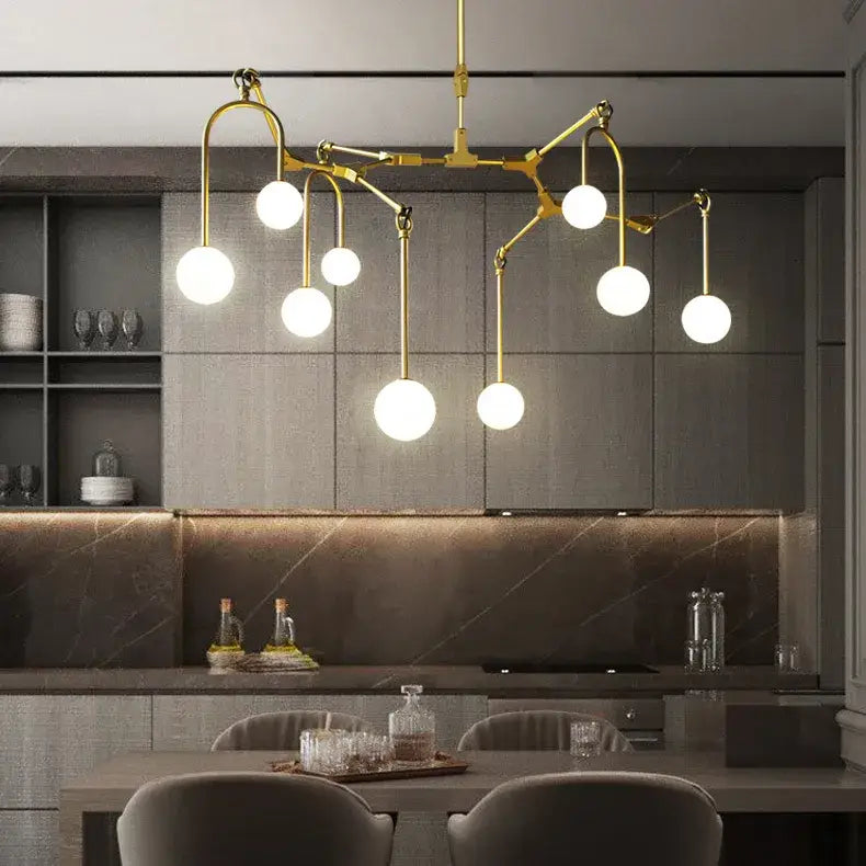 Modern Creative Glass Ceiling Chandelier for Living Bedroom - 9 Lights / Gold Home &