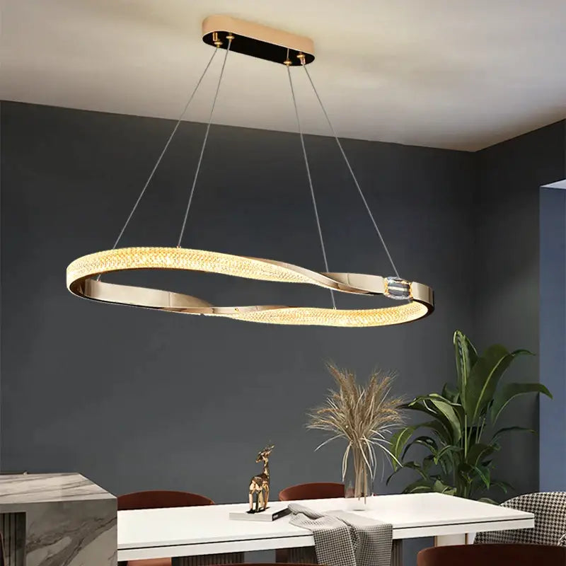 Modern Creative Ring Crystal Chandelier for Dining Kitchen