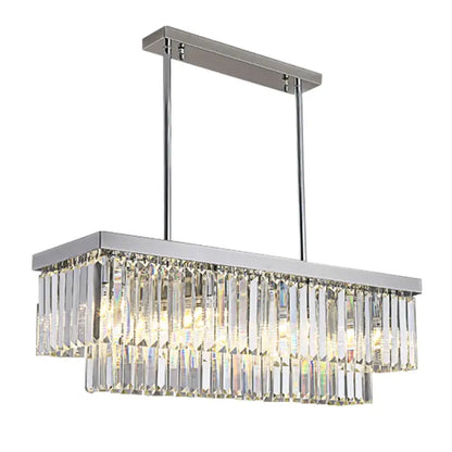 Modern Crystal Gold Rectangle Chandelier for Dining Kitchen - Chrome / L80xW25cm NOT dimm
