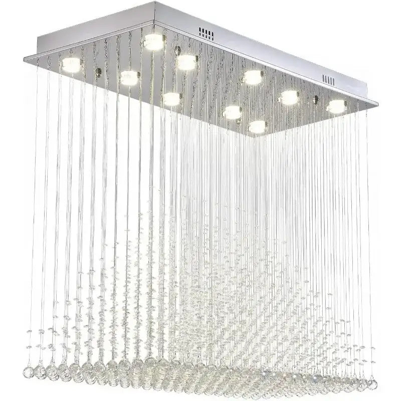 Modern Crystal Pyramid Series Chandelier - W 40’’ x D 20’’ H 36’’ - Home &