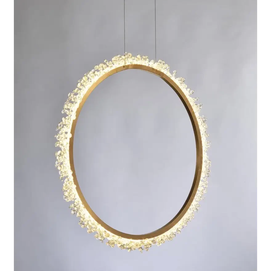 Modern Crystal Ring LED Pendant Light for Living Dining - Dia23.6’ / Dia60.0cm / Cool