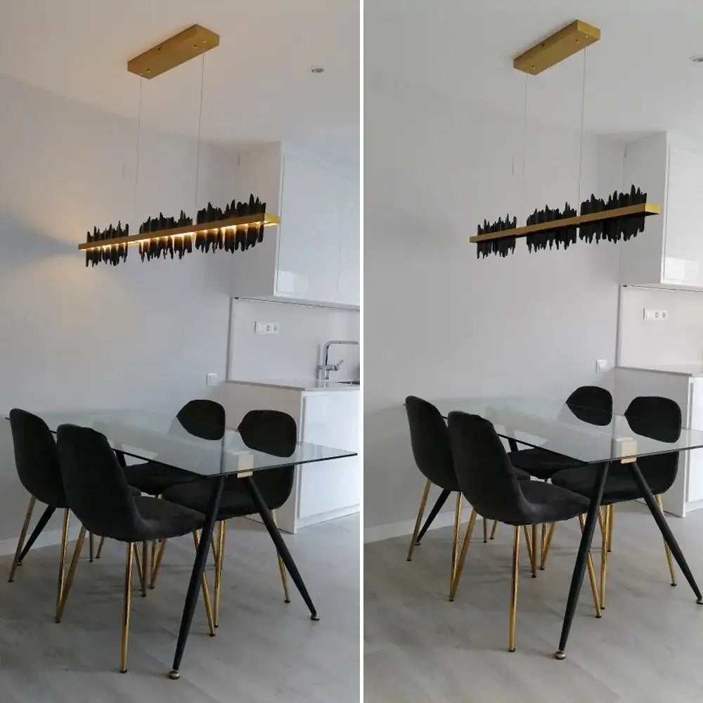 Modern Flame Hanging Rectangle Chandelier For Dining Kitchen