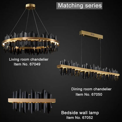 Modern Flame Hanging Rectangle Chandelier For Dining Kitchen