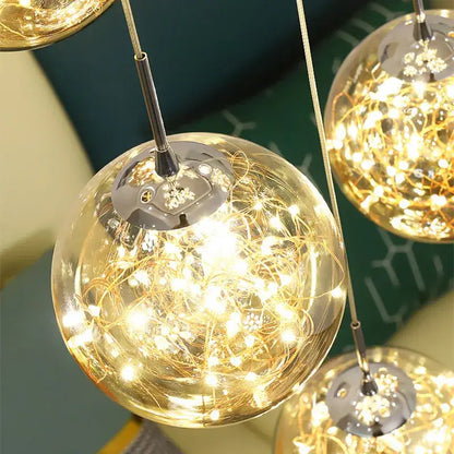 Modern Glass Ball Dimmable Chandelier for Staircase - Home & Garden > Lighting Fixtures