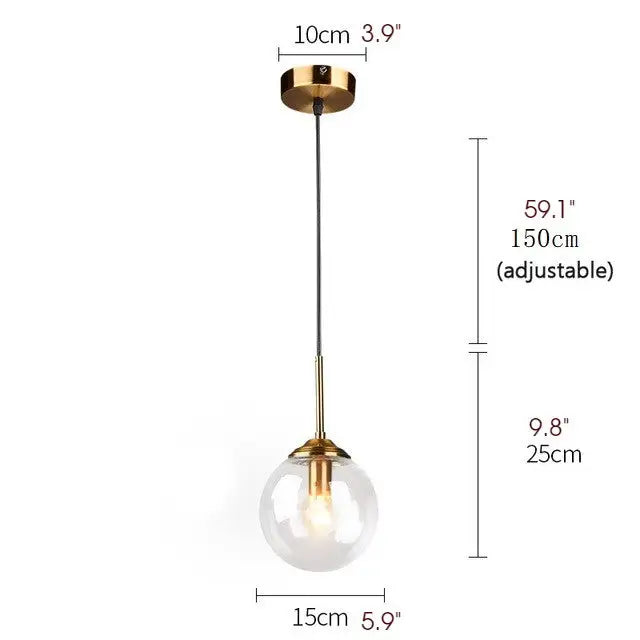 Modern Glass Ball LED Pendant Light for Dining Bedroom - Lighting