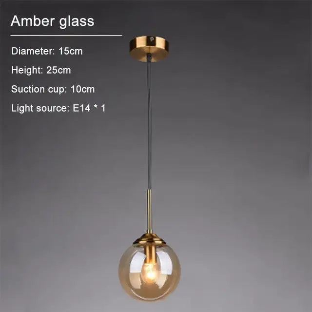 Modern Glass Ball LED Pendant Light for Dining Bedroom - Lighting