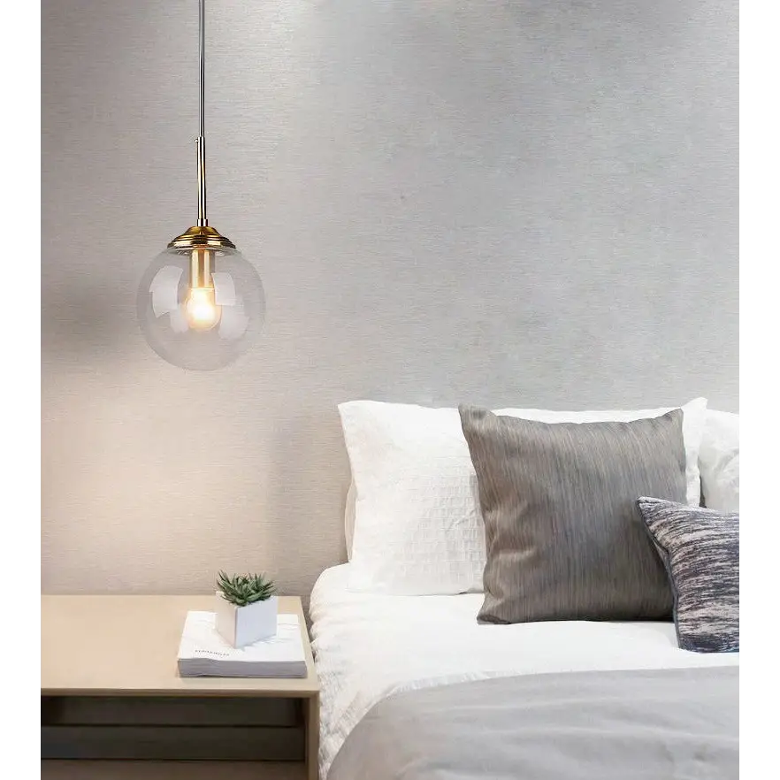 Modern Glass Ball LED Pendant Light for Dining Bedroom - Cool / Clear - Lighting