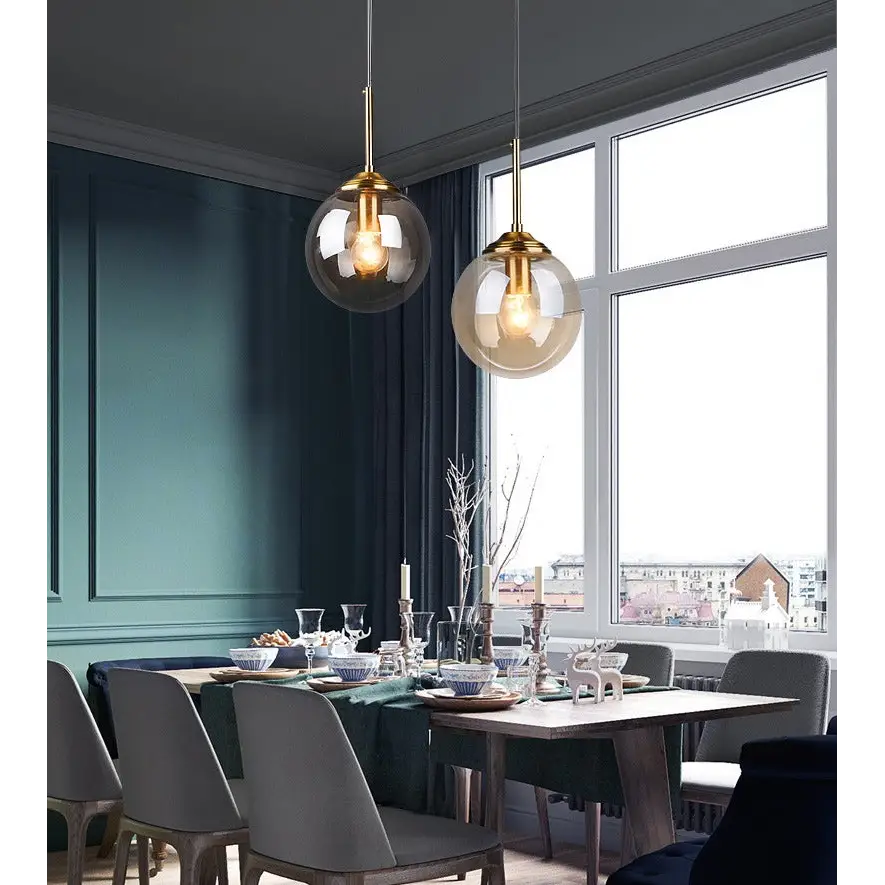 Modern Glass Ball LED Pendant Light for Dining Bedroom - Cool / Smoky - Lighting