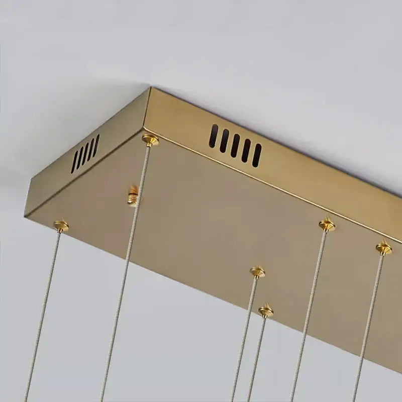 Modern Gold Rectangle Crystal Chandelier for Dining Kitchen - Home & Garden > Lighting