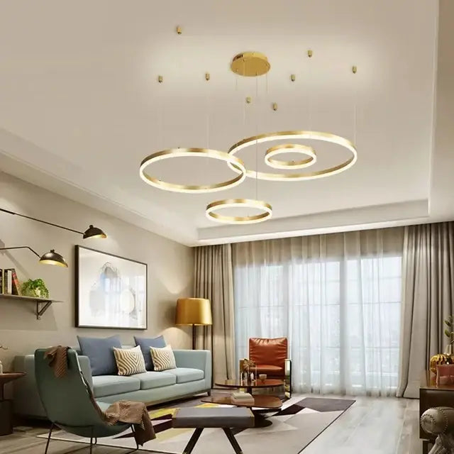 Modern LED Circle Ceiling Chandelier for Living Bedroom - Gold frame / 60 80 40 80cm 5R