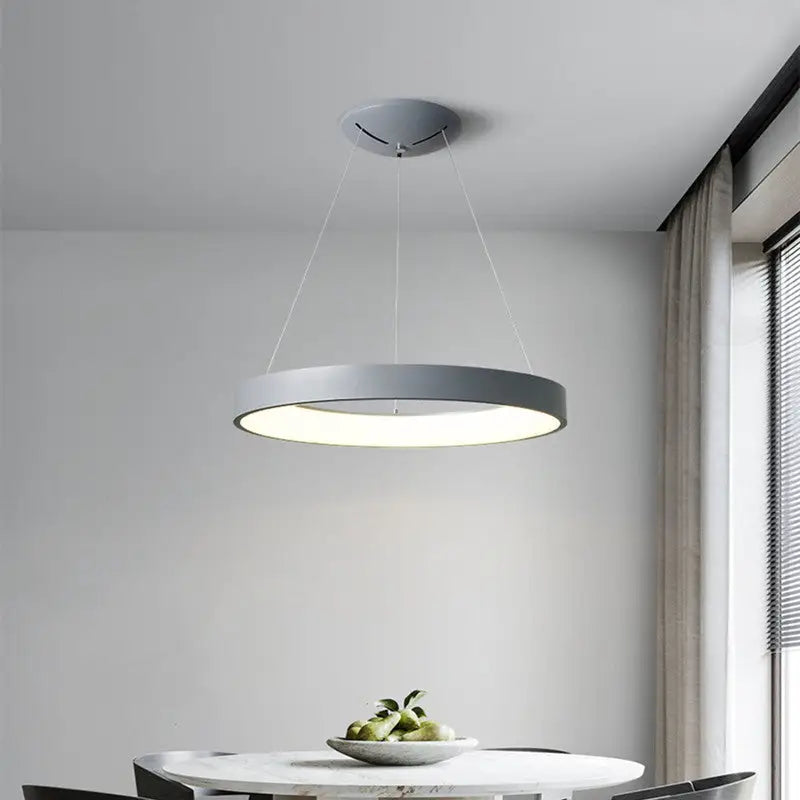 Modern LED Circle Chandelier for Kitchen,Restaurant - Dia17.7’ / Dia45.0cm Gray