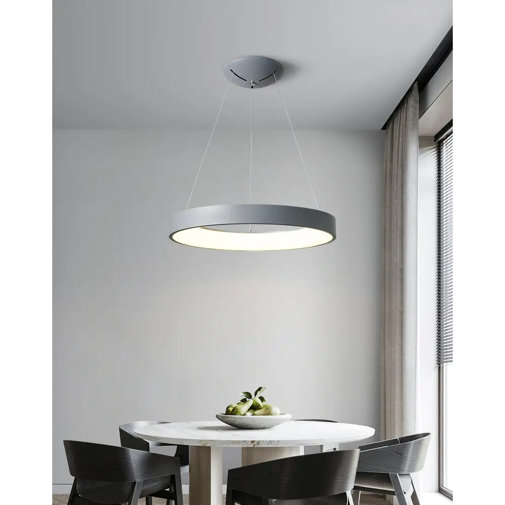 Modern LED Circle Chandelier for Kitchen,Restaurant - Dia23.6’ / Dia60.0cm Gray
