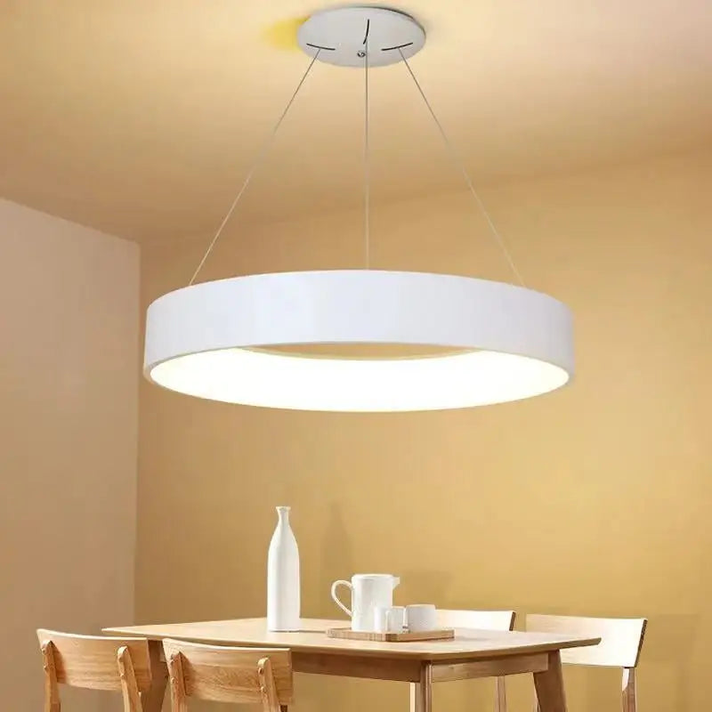 Modern LED Circle Chandelier for Kitchen,Restaurant - Dia23.6’ / Dia60.0cm White
