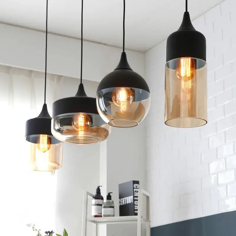 Modern Loft Glass Pendant Lamp for Kitchen Living Bar - Lighting