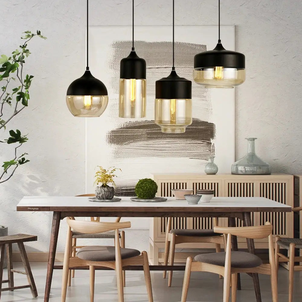 Modern Loft Glass Pendant Lamp for Kitchen Living Bar - Lighting