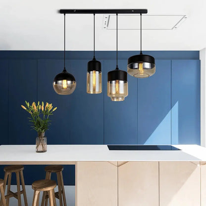 Modern Loft Glass Pendant Lamp for Kitchen Living Bar - Lighting