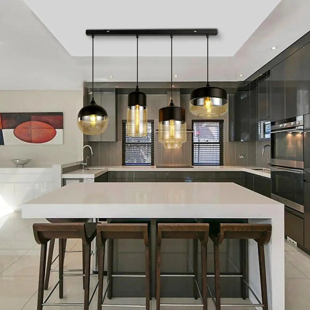 Modern Loft Glass Pendant Lamp for Kitchen Living Bar - Lighting