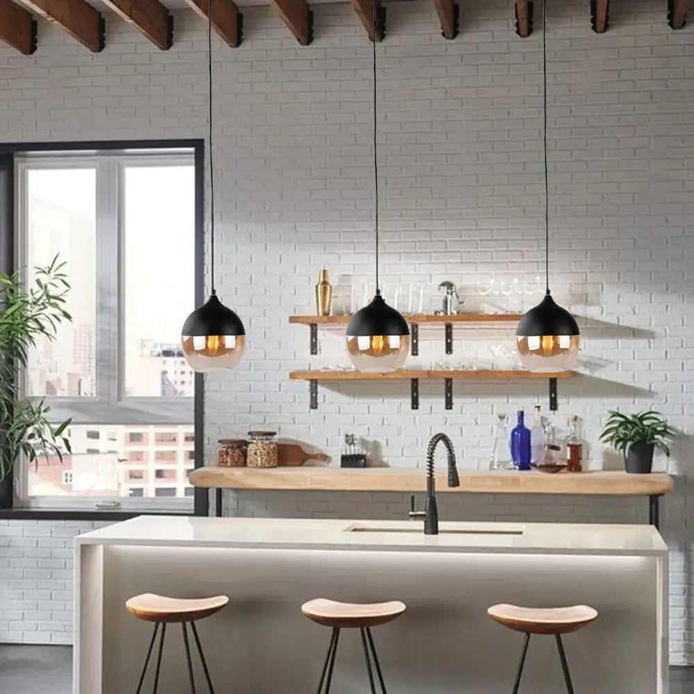 Modern Loft Glass Pendant Lamp for Kitchen Living Bar - Lighting