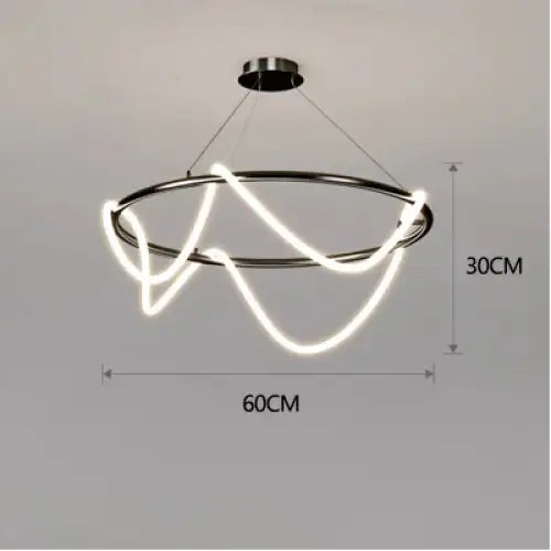 Modern Long Hose LED Dimmable Chandelier - black round 60 cm / Cold white 6000K - Home &