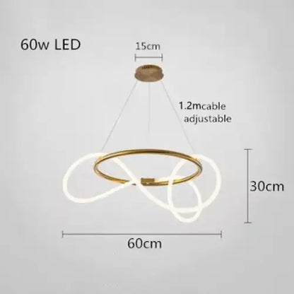 Modern Long Hose LED Dimmable Chandelier - round 60 cm / Neutral light 4000K - Home &