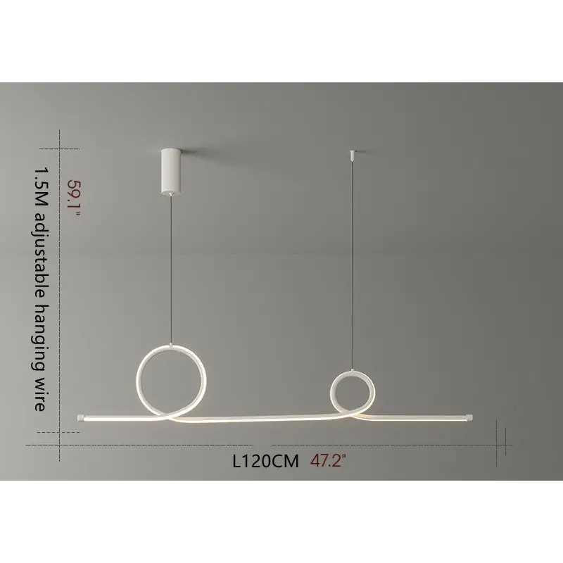 Modern Long Strip LED Pendant Light for Living Dining - L47.2’ / L120.0cm White Neutral