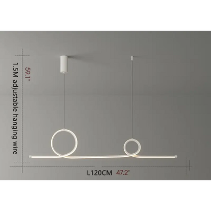 Modern Long Strip LED Pendant Light for Living Dining - L47.2’ / L120.0cm White Neutral