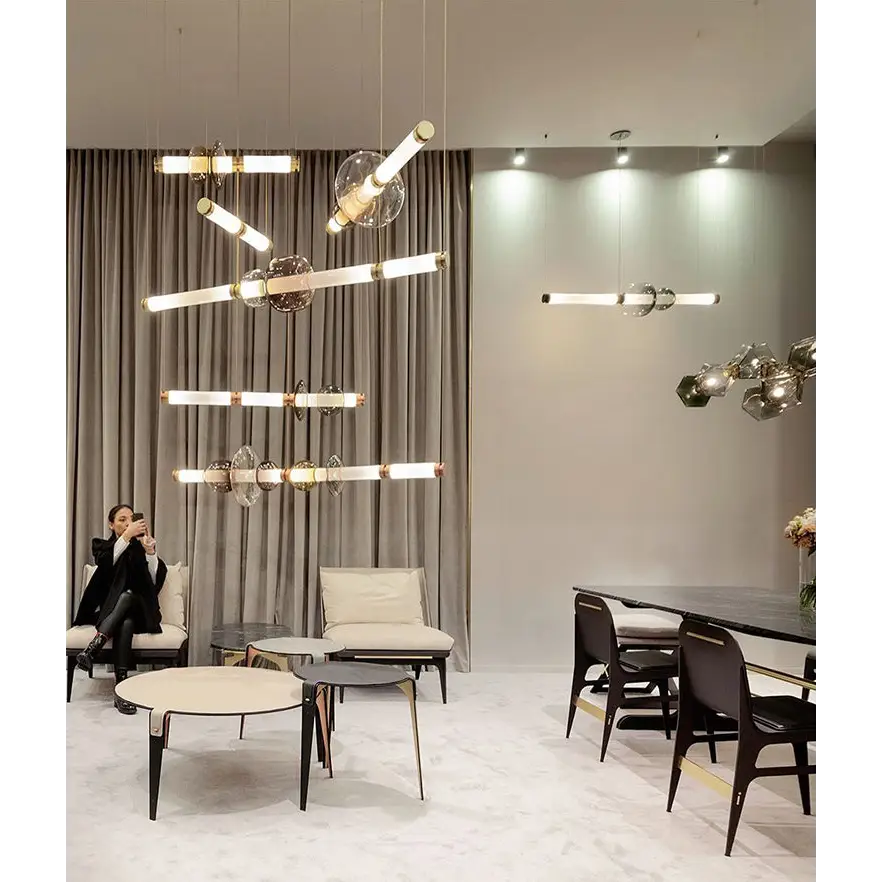 Modern Nordic Colored Glass Pendant Lamp for Restaurant - L59.1’ / L150.0cm Cool Light