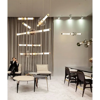 Modern Nordic Colored Glass Pendant Lamp for Restaurant - L59.1’ / L150.0cm Cool Light