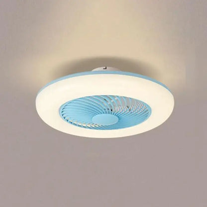 Modern Round Bladeless Ceiling Fan with LED Lights - Blue - Lighting > lights Fans