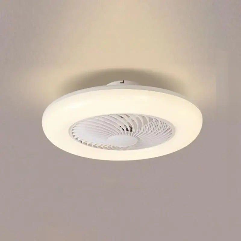 Modern Round Bladeless Ceiling Fan with LED Lights - White - Lighting > lights Fans