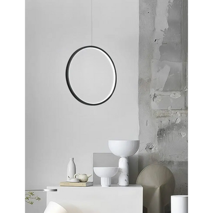 Modern Round LED Pendant Light for Dining Living - Dia7.9’ / Dia20.0cm Black Cool Lighting
