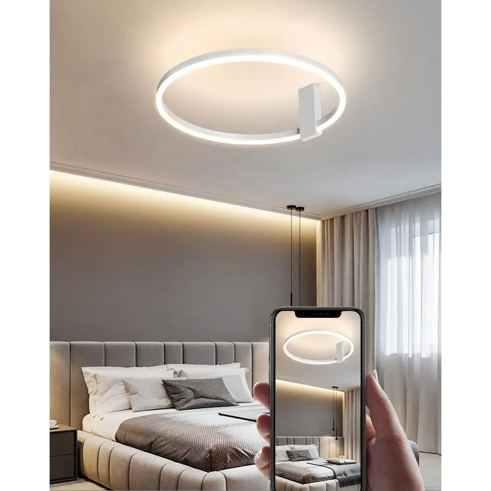 Nordic Aluminum LED Ceiling Lamp for Living Bedroom - Dia19.7’ / Dia50.0cm White Cool