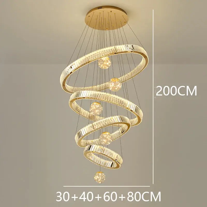 Nordic Crystal Chandelier - Adjustable Rings - gold 4 rings / APP with RC Dimmable - Home