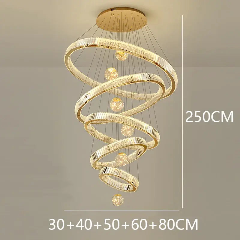 Nordic Crystal Chandelier - Adjustable Rings - gold 5 rings / Warm White - Home & Garden