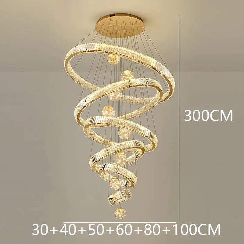 Nordic Crystal Chandelier - Adjustable Rings - gold 6 rings / APP with RC Dimmable - Home