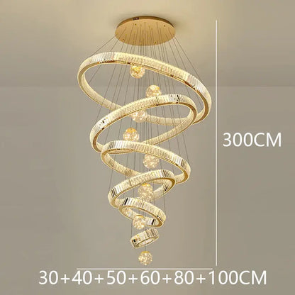 Nordic Crystal Chandelier - Adjustable Rings - gold 6 rings / APP with RC Dimmable - Home