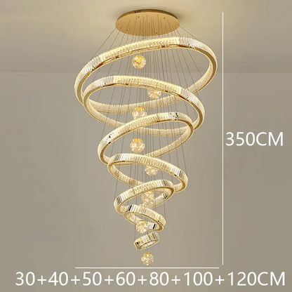 Nordic Crystal Chandelier - Adjustable Rings - gold 7 rings / APP with RC Dimmable - Home