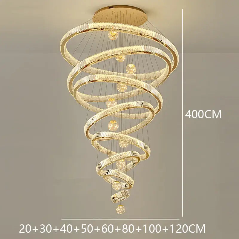 Nordic Crystal Chandelier - Adjustable Rings - gold 8 rings / APP with RC Dimmable - Home