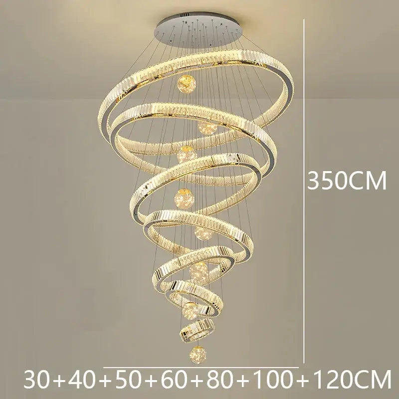 Nordic Crystal Chandelier - Adjustable Rings - silver 7 rings / APP with RC Dimmable