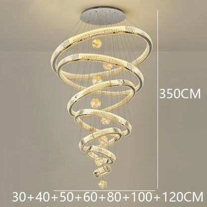 Nordic Crystal Chandelier - Adjustable Rings - silver 7 rings / APP with RC Dimmable