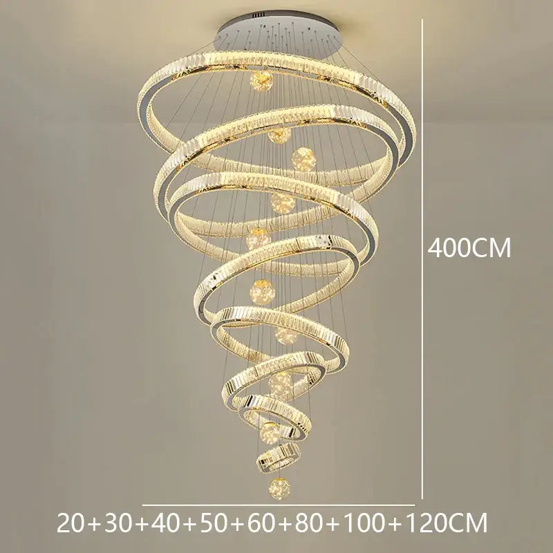 Nordic Crystal Chandelier - Adjustable Rings - silver 8 rings / APP with RC Dimmable