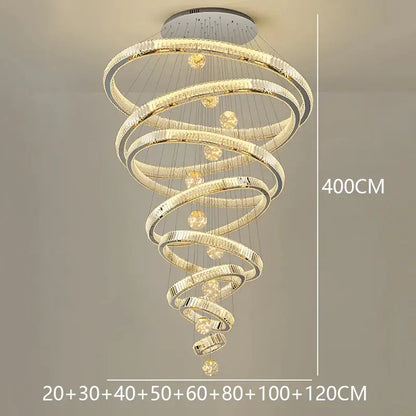 Nordic Crystal Chandelier - Adjustable Rings - silver 8 rings / APP with RC Dimmable