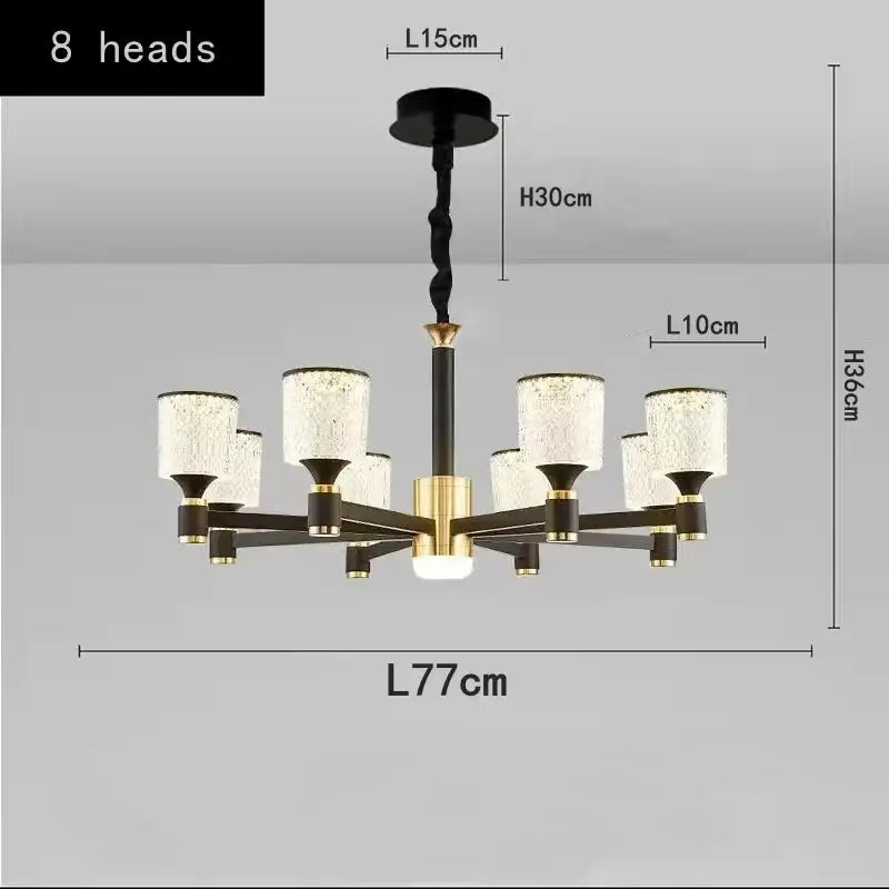 Nordic Light Luxury LED Crystal Chandelier - 3 color lights / black B 8 heads - Home &