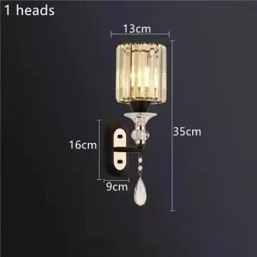 Nordic Light Luxury LED Crystal Chandelier - Dimmable with remote / black 1 heads - Home