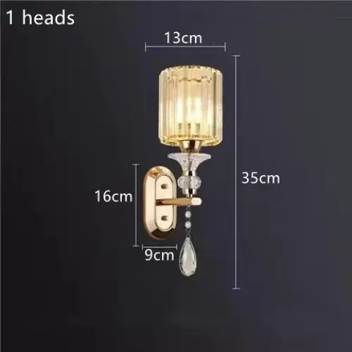 Nordic Light Luxury LED Crystal Chandelier - Dimmable with remote / Glod 1 heads - Home &