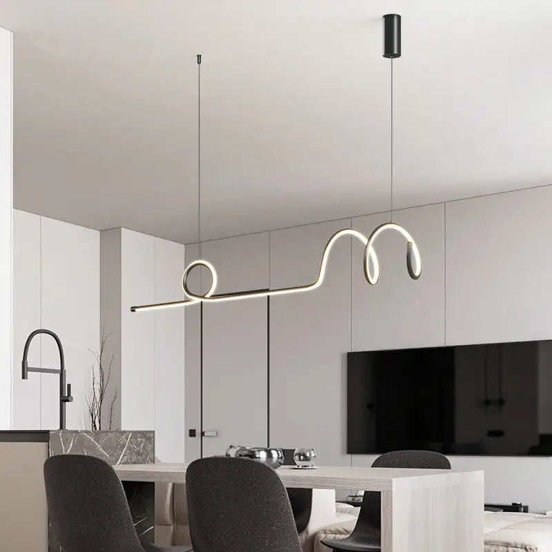 Nordic Long Strip LED Pendant Lamp for Living Dining - Lighting