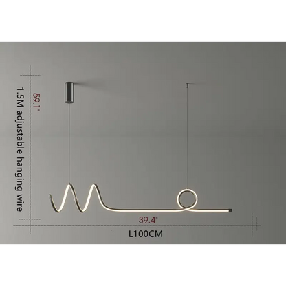 Nordic Long Strip LED Pendant Lamp for Living Dining - L39.4’ / L100.0cm Black Neutral