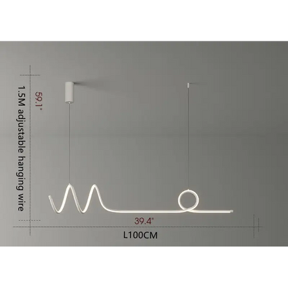 Nordic Long Strip LED Pendant Lamp for Living Dining - L39.4’ / L100.0cm White Neutral