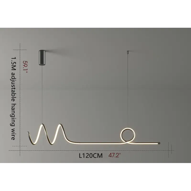 Nordic Long Strip LED Pendant Lamp for Living Dining - L47.2’ / L120.0cm Black Neutral
