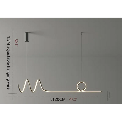 Nordic Long Strip LED Pendant Lamp for Living Dining - L47.2’ / L120.0cm Black Neutral